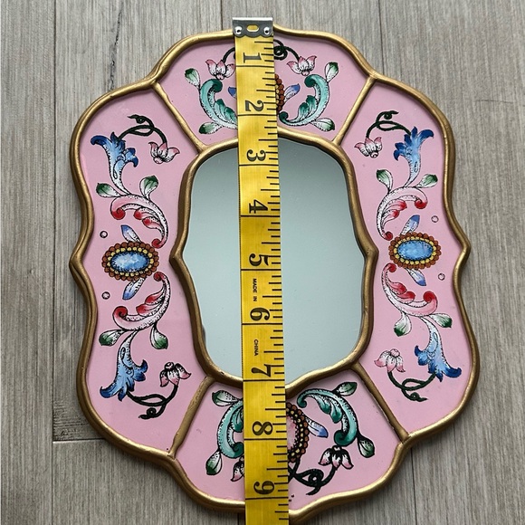 Peruvian Artisan Vibrant Mirror Trio - Green, Pink, Yellow Wood 9 inch - Picture 3 of 11